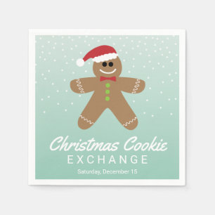 Cute Gingerbread Man Christmas Cookie Exchange Napkin