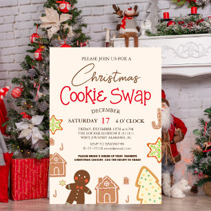 Cute Gingerbread Man Christmas Cookie Swap Invitation