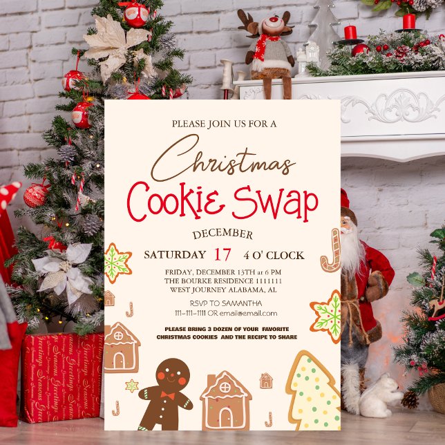 Cute Gingerbread Man Christmas Cookie Swap Invitation (Creator Uploaded)