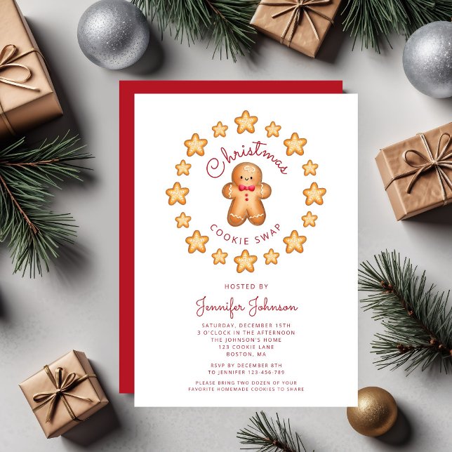 Cute Gingerbread Man Christmas Cookie Swap Invitation (Cute Gingerbread Man Christmas Cookie Swap Invitation)