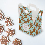Cute Gingerbread Man Christmas Cookies Favour Box<br><div class="desc">A cute little gift box covered with cute little gingerbread men. You can add a short greeting to the front and back. I've put them on a robin egg blue coloured background as it brings out the colour of their eyes.</div>
