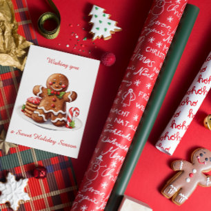 Cute Gingerbread Man Christmas Flat Holiday Card