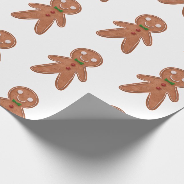 Cute Gingerbread Man Christmas Holiday Wrapping Paper (Corner)