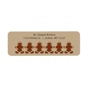 Cute Gingerbread Man Christmas Return Label