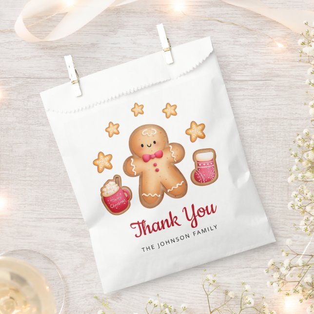 Cute Gingerbread Man Christmas Thank You  Favour Bags (Clipped)