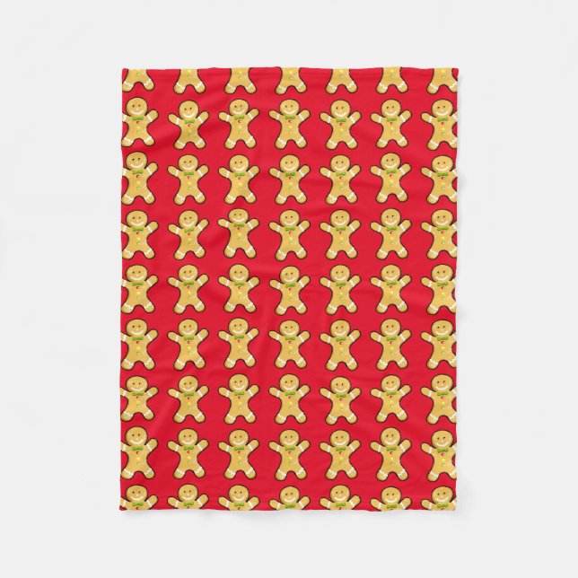 Cute gingerbread man cookie - Christmas Fleece Blanket (Front)