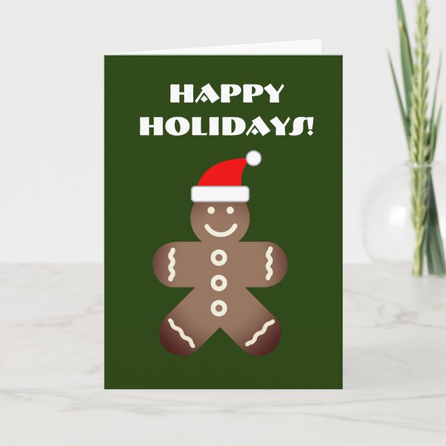 Cute gingerbread man cookie Christmas greeting Holiday Card (Front)