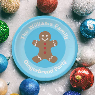Cute Gingerbread Man Cookie Custom Christmas Party Paper Plate