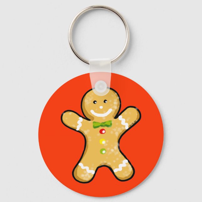 Cute gingerbread man cookie key ring (Front)