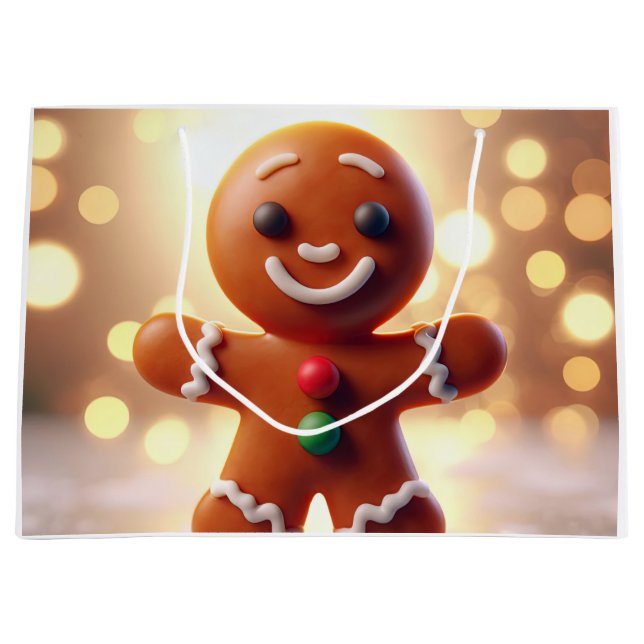 Cute gingerbread man cookie large gift bag (Front)
