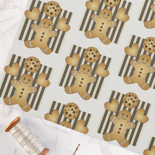 Cute Gingerbread Man Cookie Pattern Custom Fabric (Creator Uploaded)