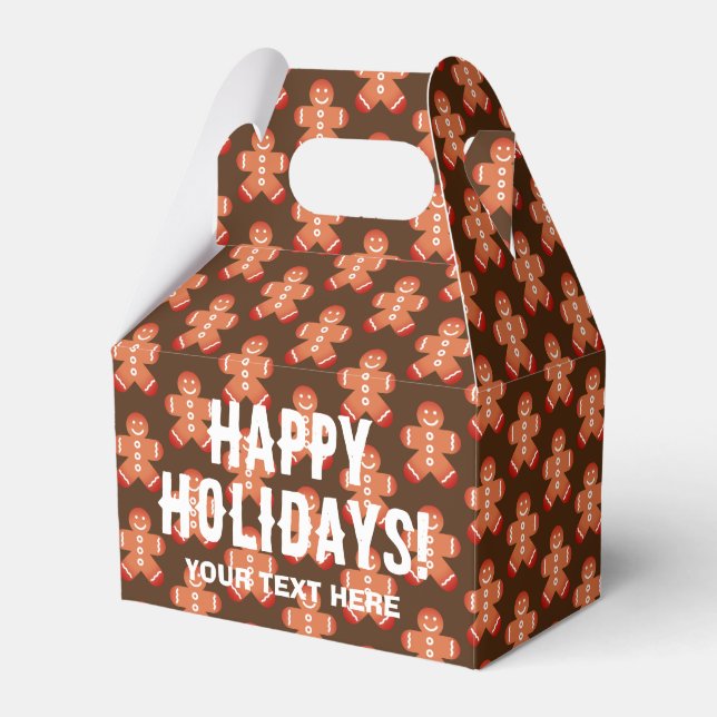 Cute gingerbread man cookie print Christmas party Favour Box (Front Side)