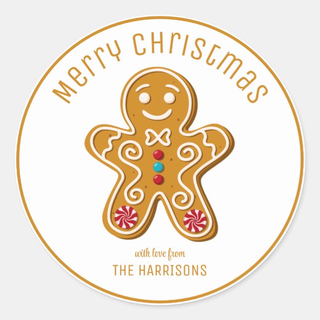 Cute Gingerbread Man Cookies Christmas Classic Round Sticker (Front)