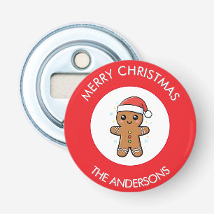 Cute Gingerbread Man Custom Christmas Bottle Opener
