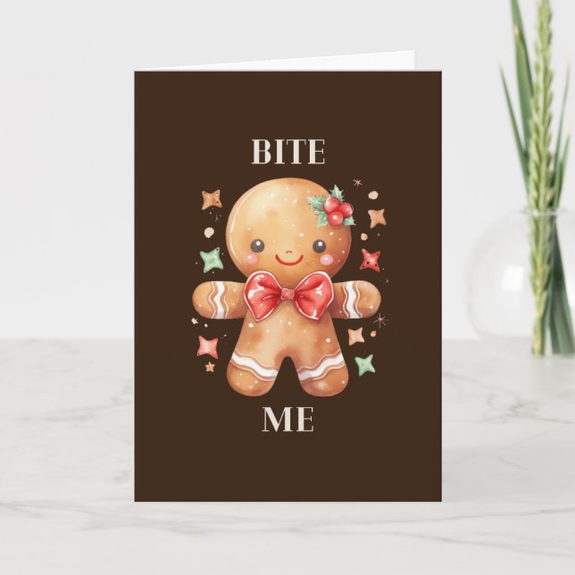 Cute Gingerbread Man Funny Christmas Card (Front)