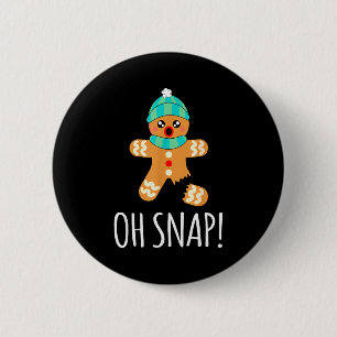 Cute Gingerbread Man Funny Christmas Oh Snap  6 Cm Round Badge