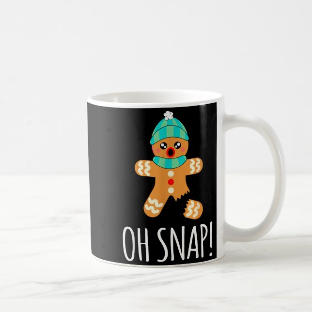 Cute Gingerbread Man Funny Christmas Oh Snap  Coffee Mug (Right)