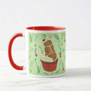 Cute Gingerbread Man Green Mug