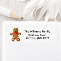 Cute Gingerbread Man Holiday Address