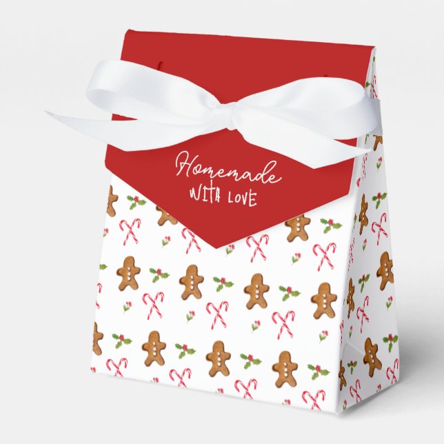 Cute gingerbread man Made with love Cookie Favour Box (Front Side)