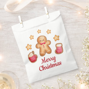 Cute Gingerbread Man Merry Christmas Favour Bags