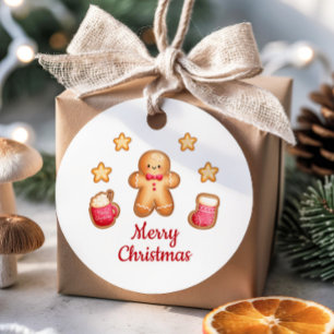 Cute Gingerbread Man Merry Christmas Favour Tags