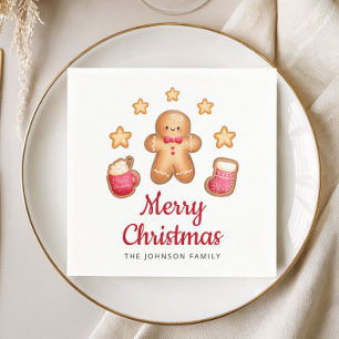 Cute Gingerbread Man Merry Christmas Napkin