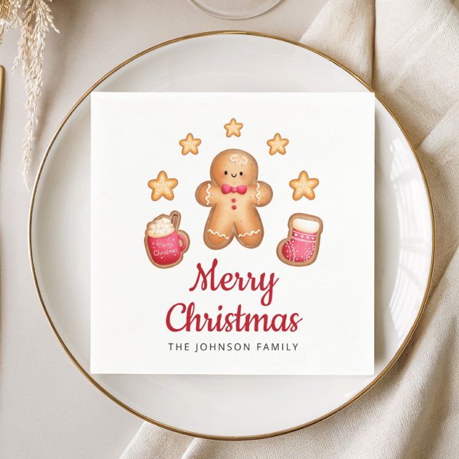 Cute Gingerbread Man Merry Christmas Napkin (Cute Gingerbread Man Merry Christmas Napkins)