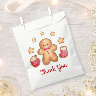 Cute Gingerbread Man Merry Christmas Thank You Favour Bags