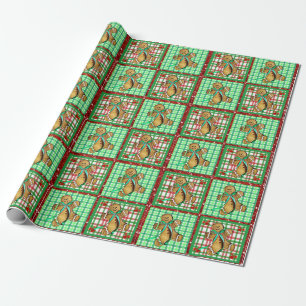 Cute Gingerbread Man Patches Christmas Gift Wrap