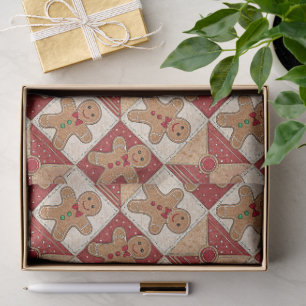 Cute Gingerbread Man Patchwork Christmas Tissue Paper