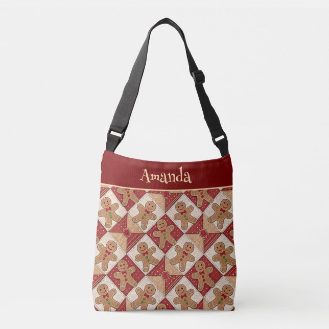 Cute Gingerbread Man Patchwork Pattern Style Crossbody Bag (Front)