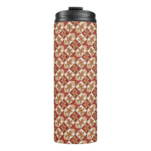Cute Gingerbread Man Patchwork Pattern Style Thermal Tumbler