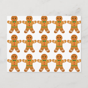 Cute Gingerbread man Pattern - Christmas Holiday Postcard
