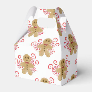 Cute Gingerbread Man & Peppermint Candy Christmas Favour Box