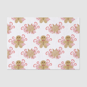Cute Gingerbread Man & Peppermint Candy Christmas Tissue Paper