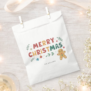 Cute Gingerbread Man Personalised Christmas Favour Bags
