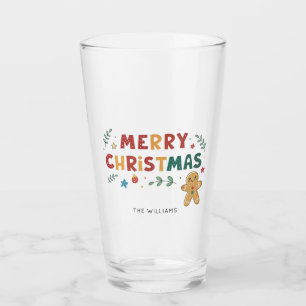 Cute Gingerbread Man Personalised Christmas Glass