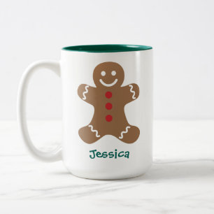 Cute Gingerbread Man Personalised Two-Tone Coffee Mug