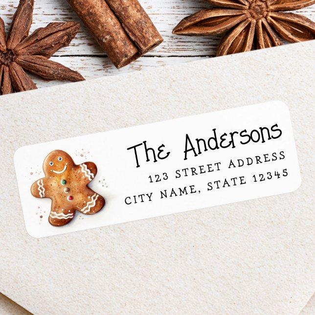 Cute gingerbread man return address (Cute dopey gingerbread man return address label)