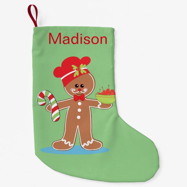 Cute Gingerbread Man Small Christmas Stocking (Front)