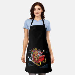 Cute Gingerbread Man & Snowman's Magical Christmas Apron