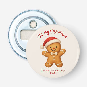Cute Gingerbread Man with Santa Hat - Bottle Opener