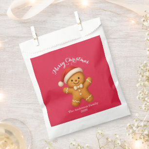 Cute Gingerbread Man with Santa Hat -  Favour Bags