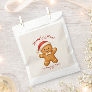 Cute Gingerbread Man with Santa Hat - Favour Bags