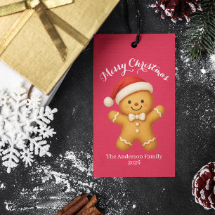 Cute Gingerbread Man with Santa Hat -  Gift Tags