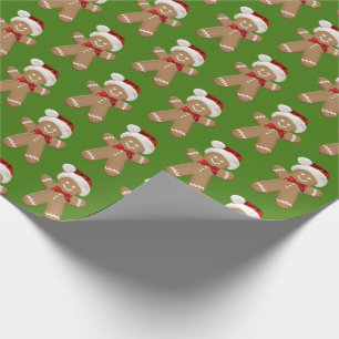 cute gingerbread man with Santa hat Wrapping Paper