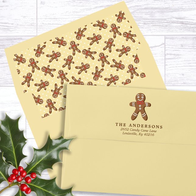 Cute Gingerbread Man Yellow Christmas Envelope (Creator Uploaded)