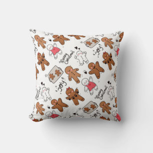 Cute Gingerbread Men Christmas Joy Cushion