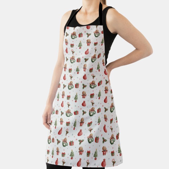 Cute Gingerbread Men Christmas Tree Gifts Apron (Insitu)